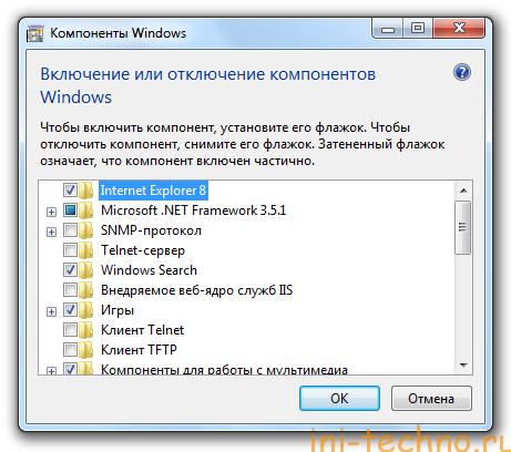 Компоненты Windows 7